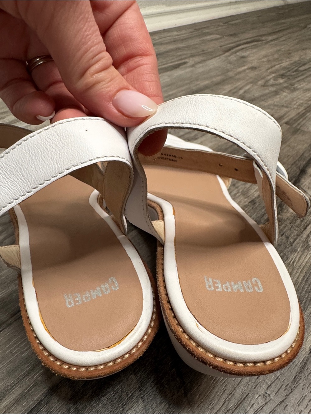 Camper Damas White Leather Ankle Strap Wedge Sandals EU 42 US 11 Minimalist Euro - Picture 3 of 8